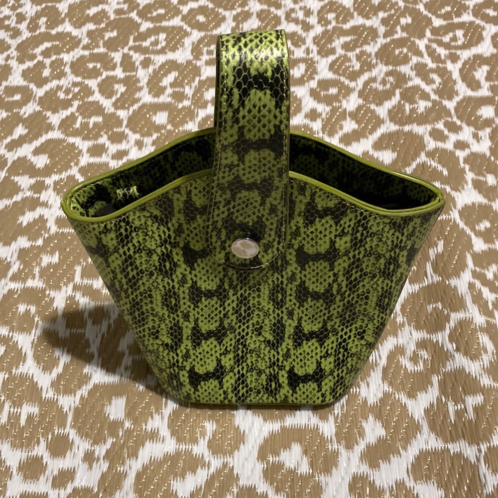 Green & black snakeskin print purse